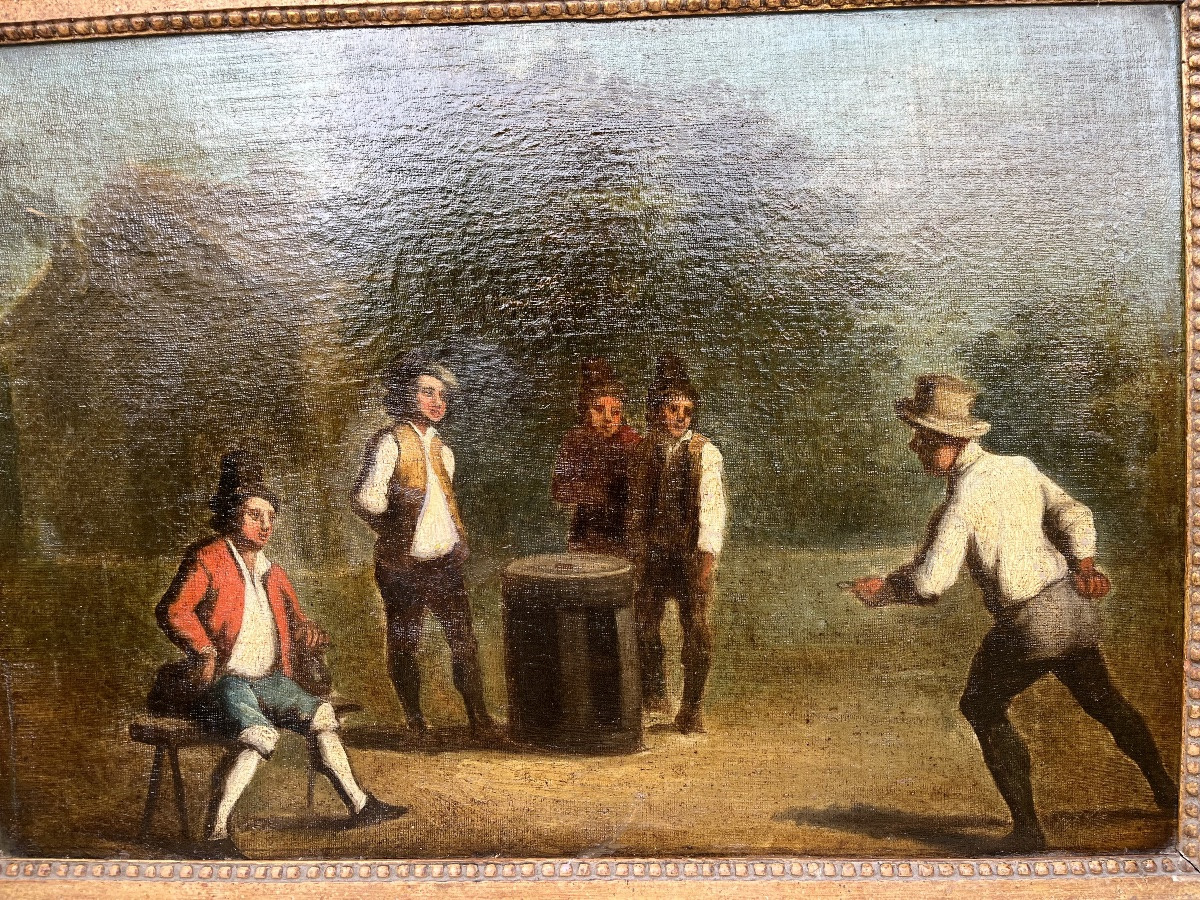 Oil On Canvas, 18th Century - The Game Of Pucks -photo-4