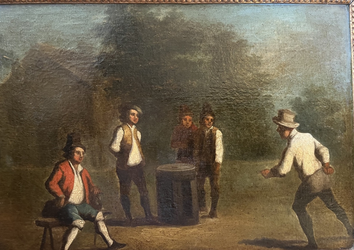 Oil On Canvas, 18th Century - The Game Of Pucks -photo-1