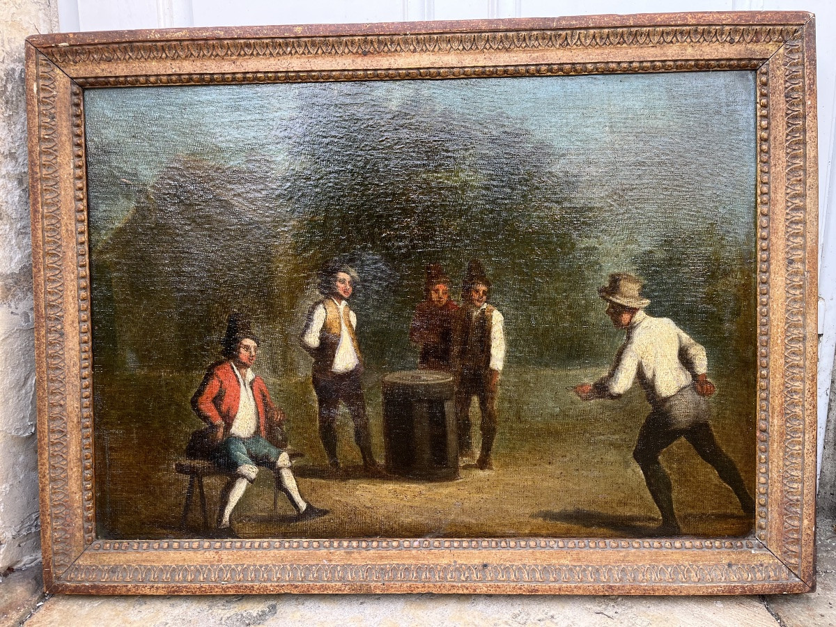 Oil On Canvas, 18th Century - The Game Of Pucks -photo-7