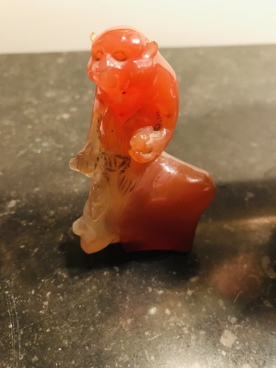 Carved Agate Monkey Asia - 1900s-photo-2