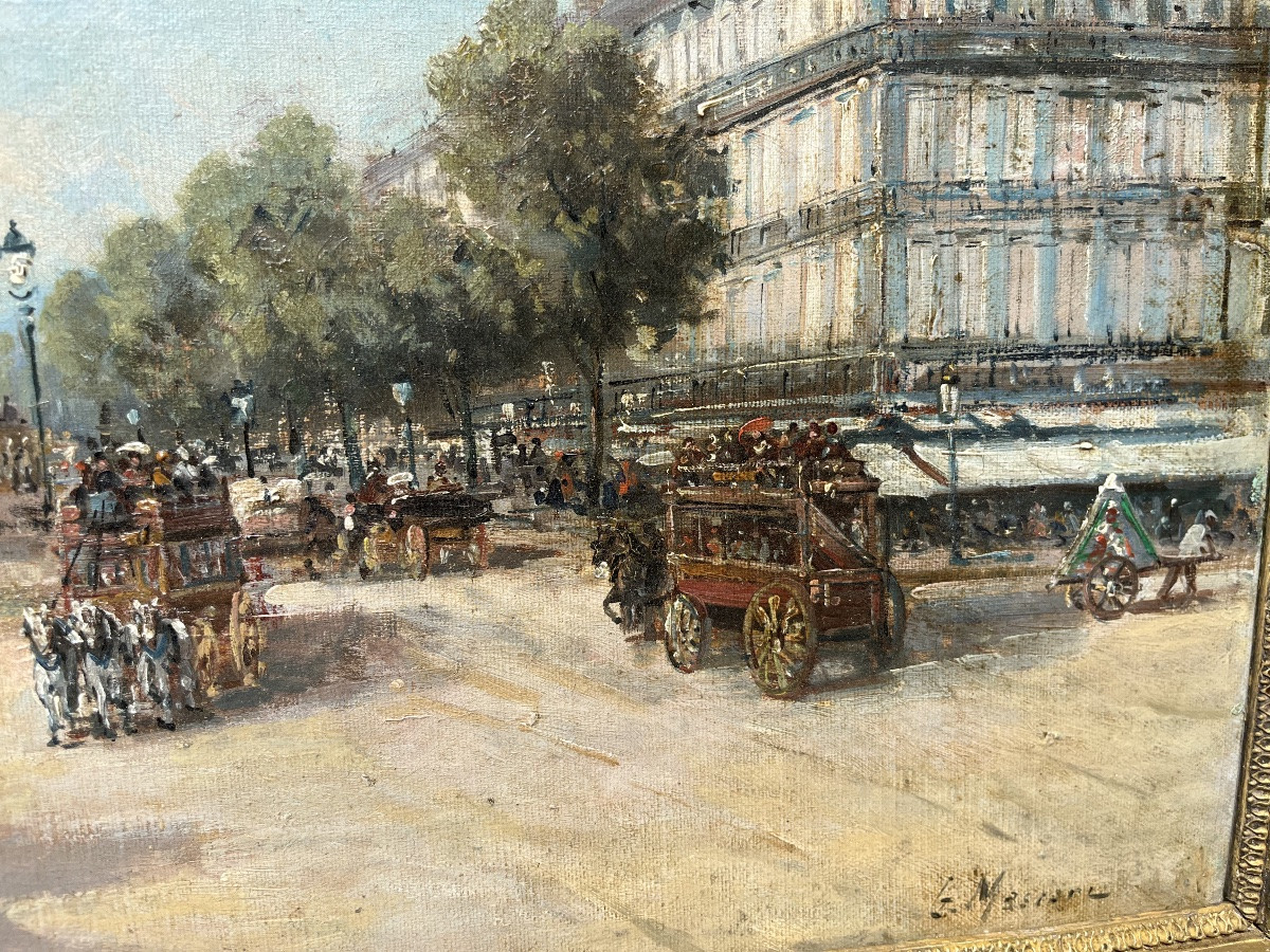 Scène de rue parisienne - huiles sur toile - Gustave Mascart-photo-3