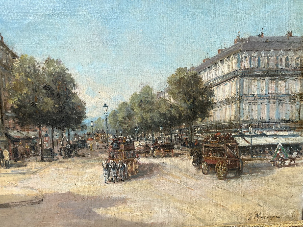 Scène de rue parisienne - huiles sur toile - Gustave Mascart-photo-4