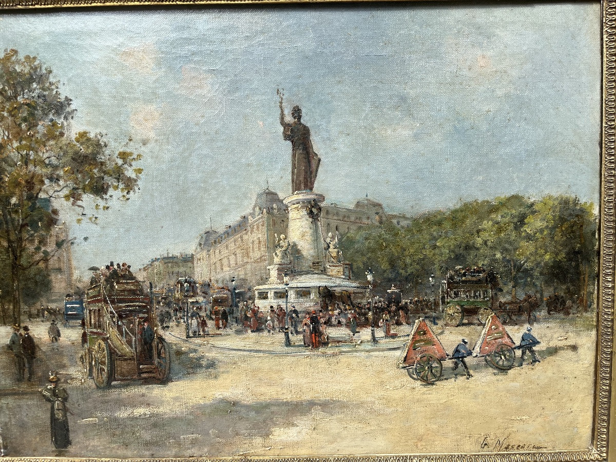 Scène de rue parisienne - huiles sur toile - Gustave Mascart-photo-3