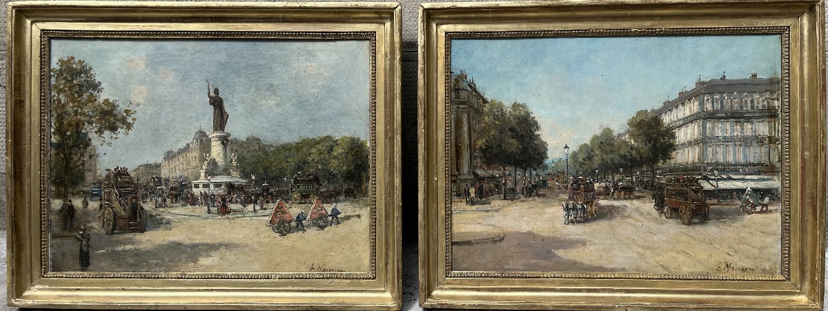 Scène de rue parisienne - huiles sur toile - Gustave Mascart-photo-5