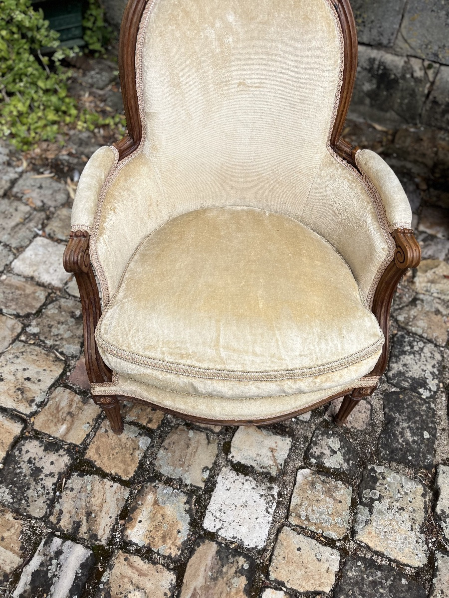 Louis XVI Period Natural Wood Bergère -photo-4