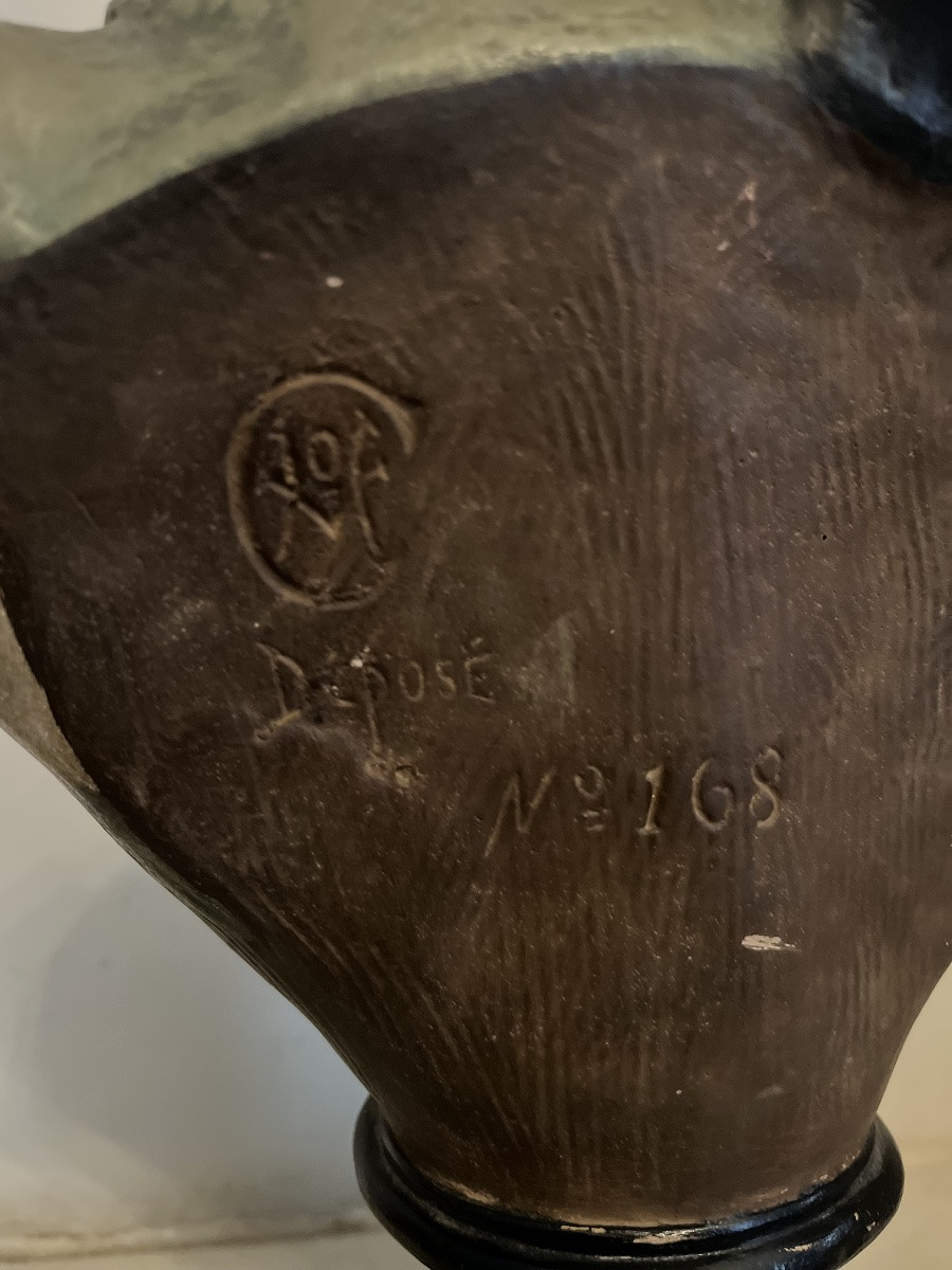 Buste en terre cuite polychrome orientale -photo-1