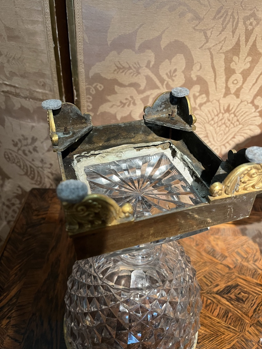 Paire de drageoirs en cristal taillé Empire -photo-3