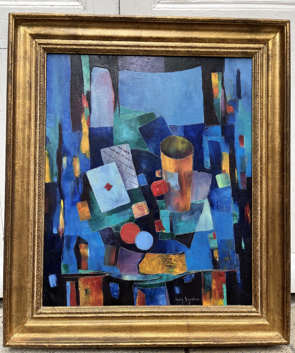 Oil On Canvas - The Card Game By Tony Agostini -photo-1