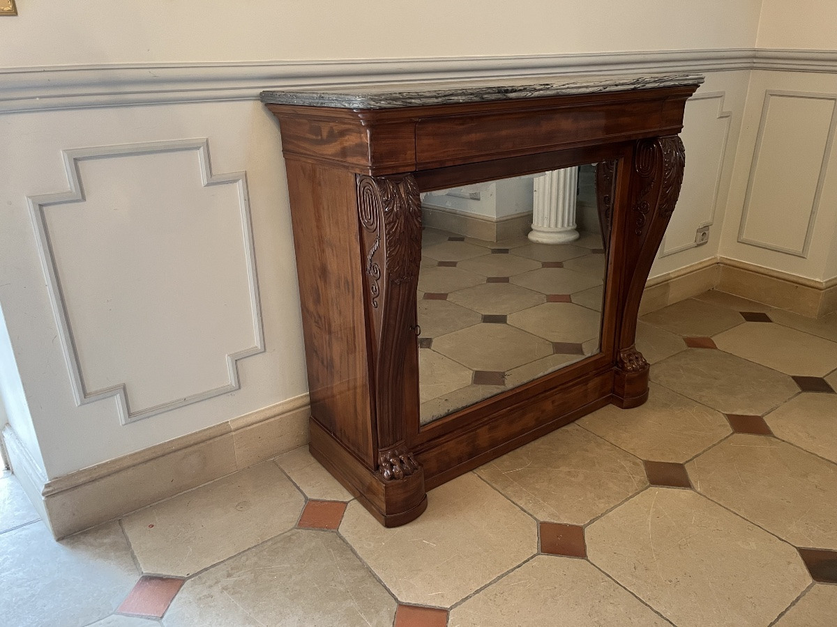 Empire Mahogany Console Buffet Stamped Barraud-photo-3