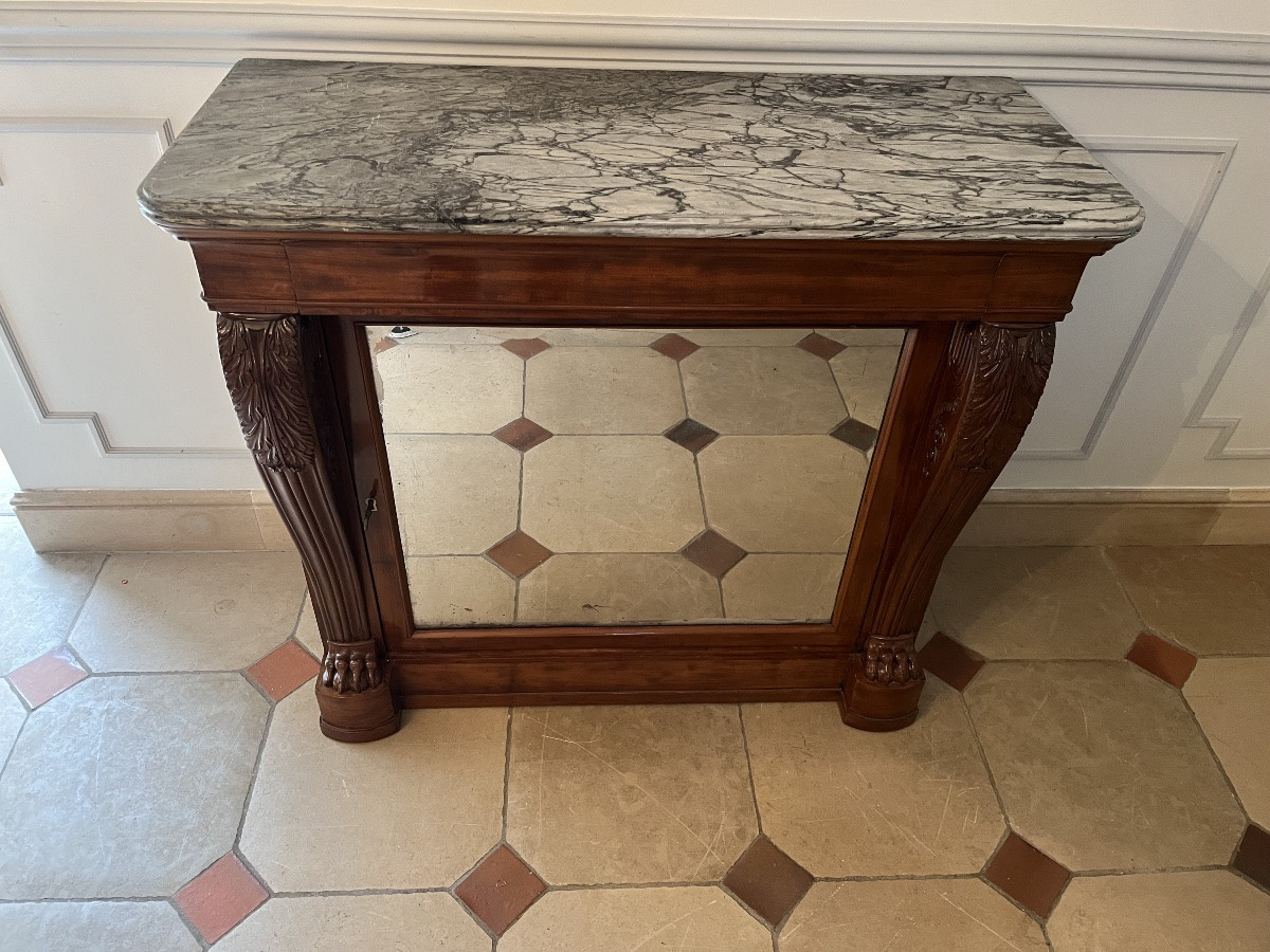Empire Mahogany Console Buffet Stamped Barraud-photo-3