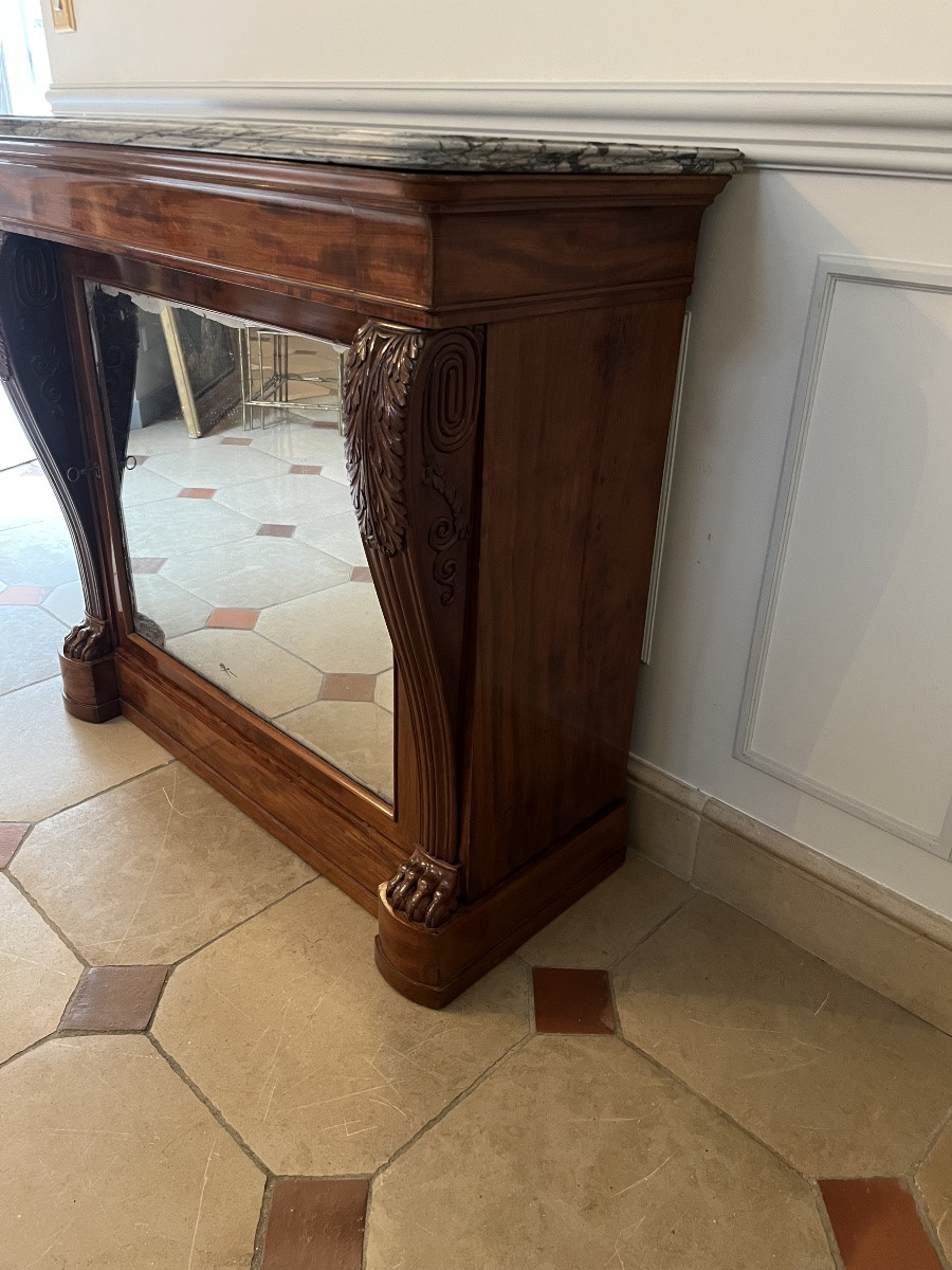 Empire Mahogany Console Buffet Stamped Barraud-photo-4