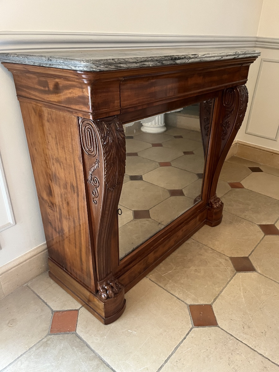 Empire Mahogany Console Buffet Stamped Barraud
