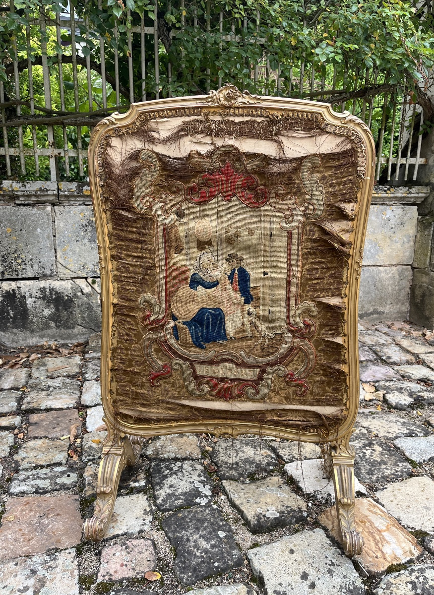 Écran de cheminée en bois doré NIII 