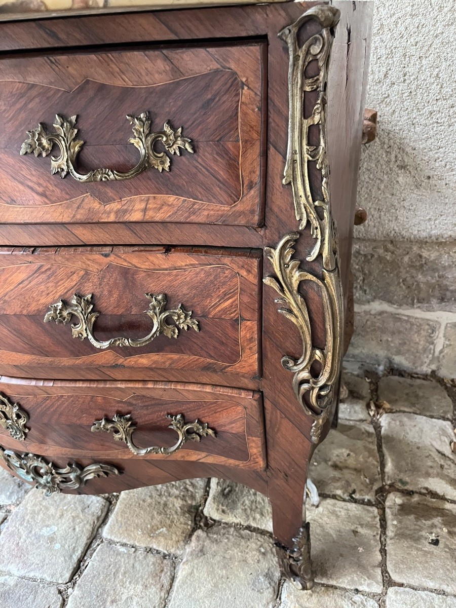 Louis XV Style Chest Of Drawers In 19th Century Marquetry-photo-2