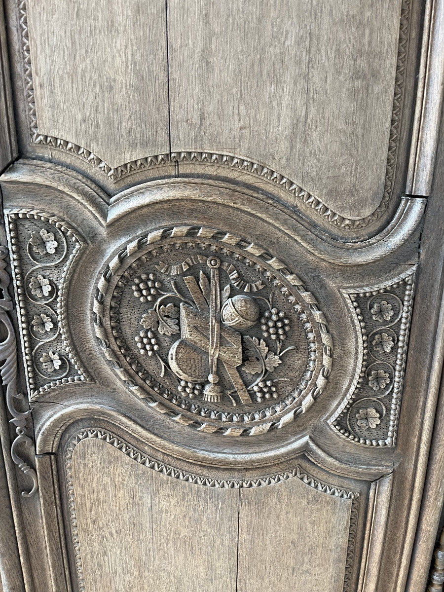 Armoire de mariage Normande en chêne sculpté début XIXe -photo-3
