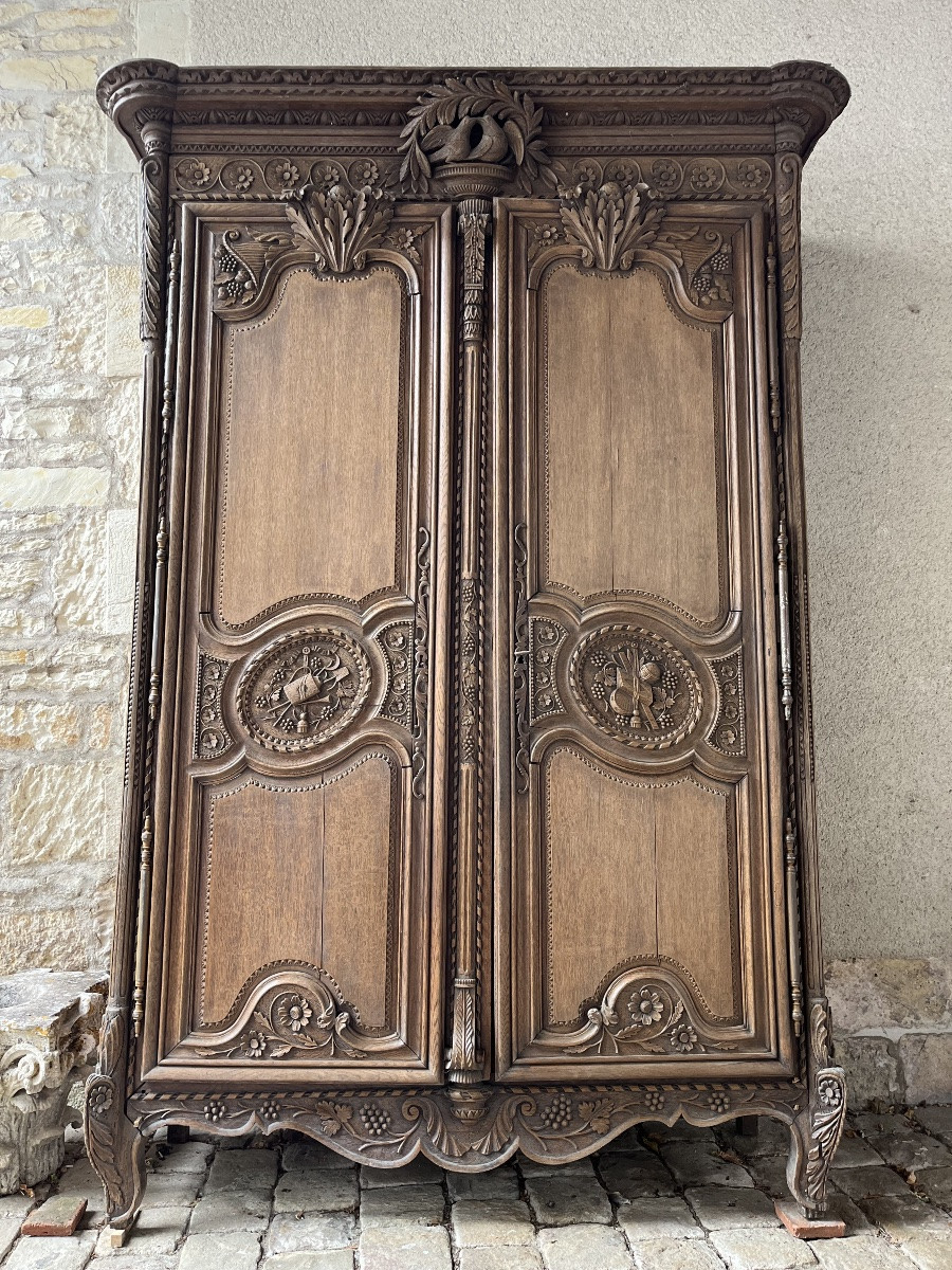Armoire de mariage Normande en chêne sculpté début XIXe -photo-4