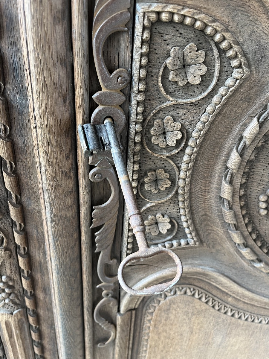 Armoire de mariage Normande en chêne sculpté début XIXe -photo-4
