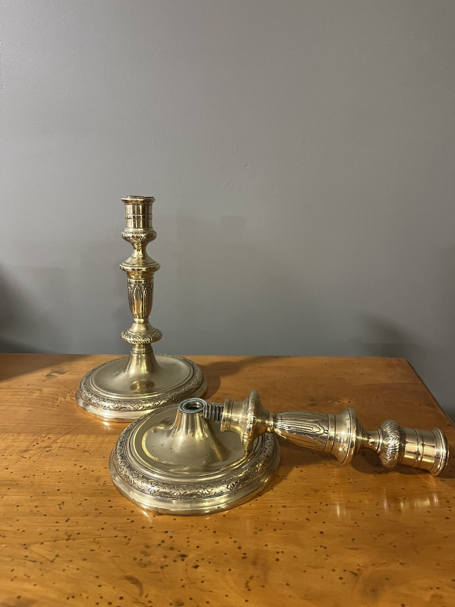Pair Of 17th Century Bronze Candlesticks -photo-3