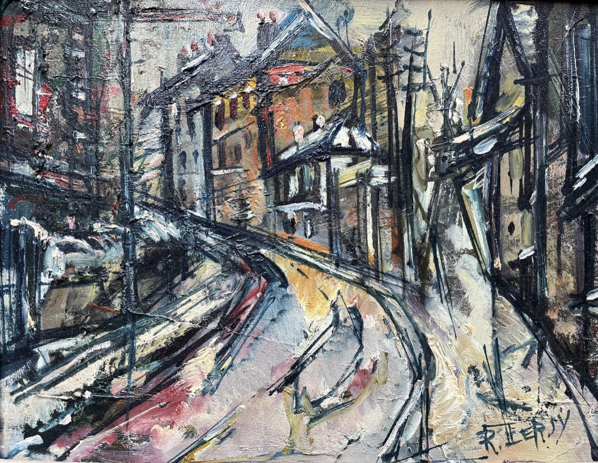 Street Scene - Oil On Canvas By Roger Lersy -photo-4