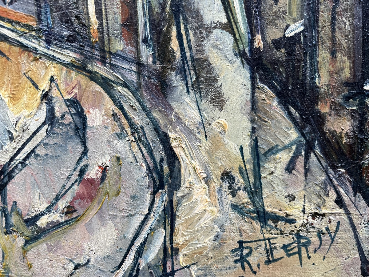 Street Scene - Oil On Canvas By Roger Lersy -photo-2