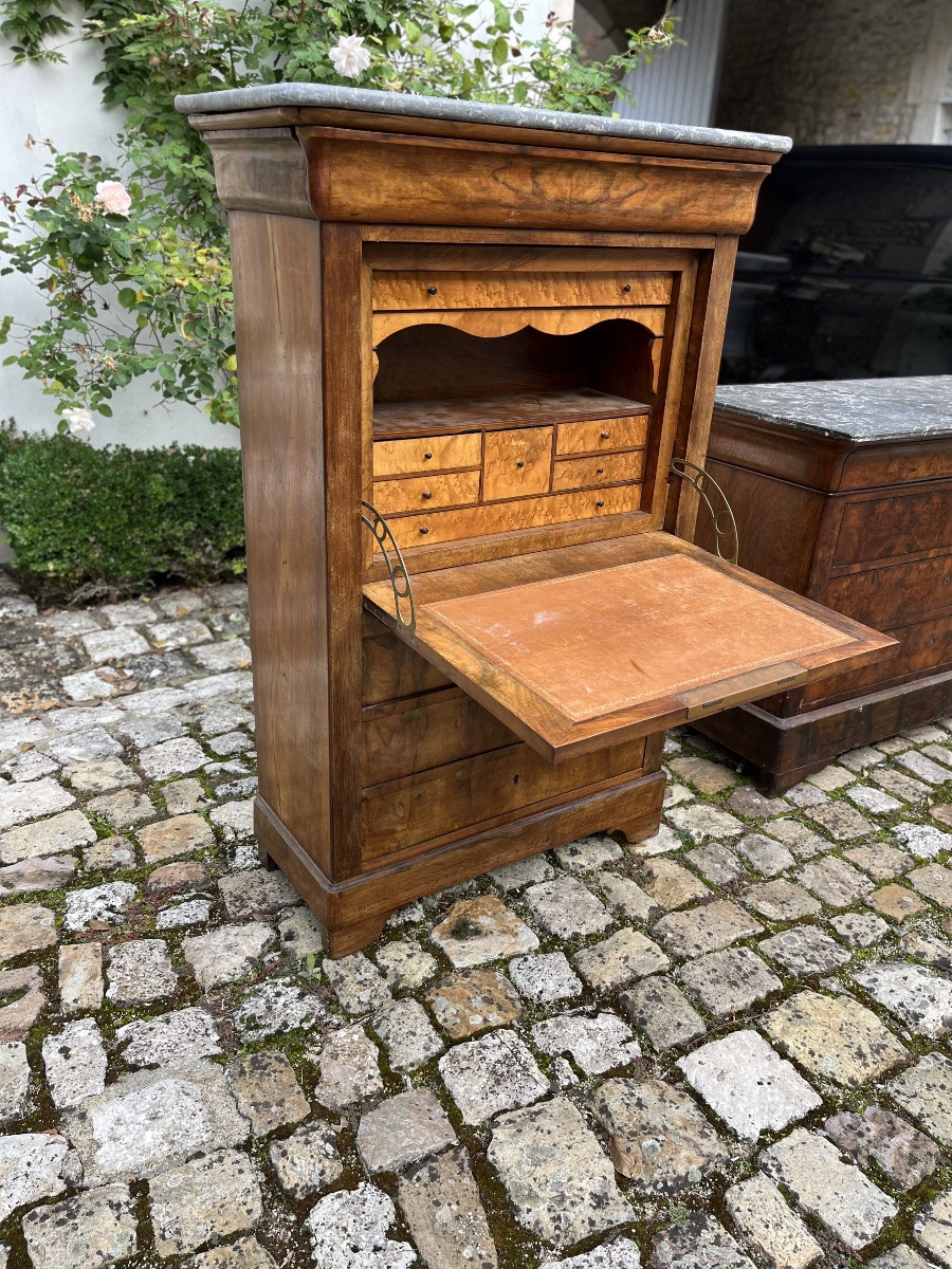 Louis Philippe Walnut Secretary And Chest Of Drawers-photo-3