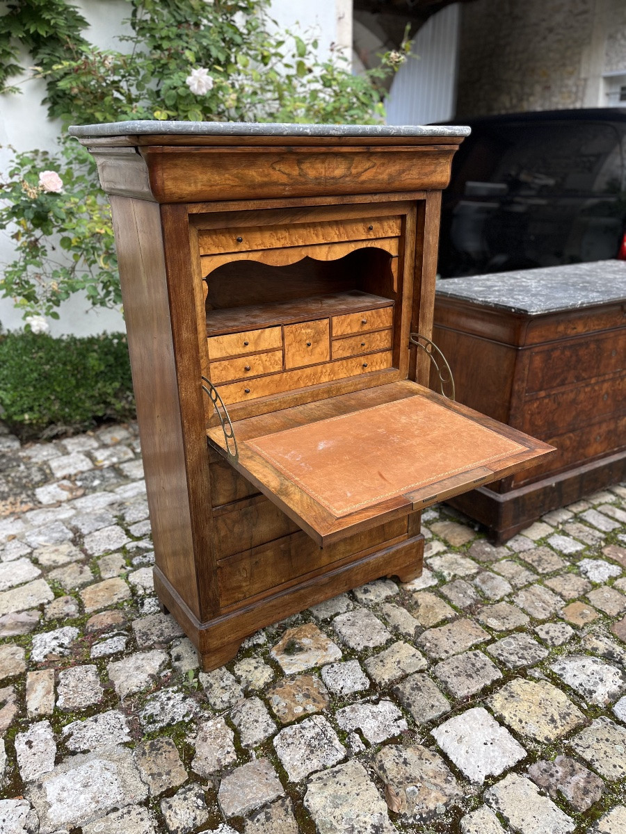 Louis Philippe Walnut Secretary And Chest Of Drawers-photo-3