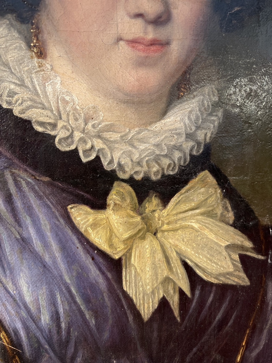 Portrait Of A Woman, 19th Century - Oil On Canvas -photo-2