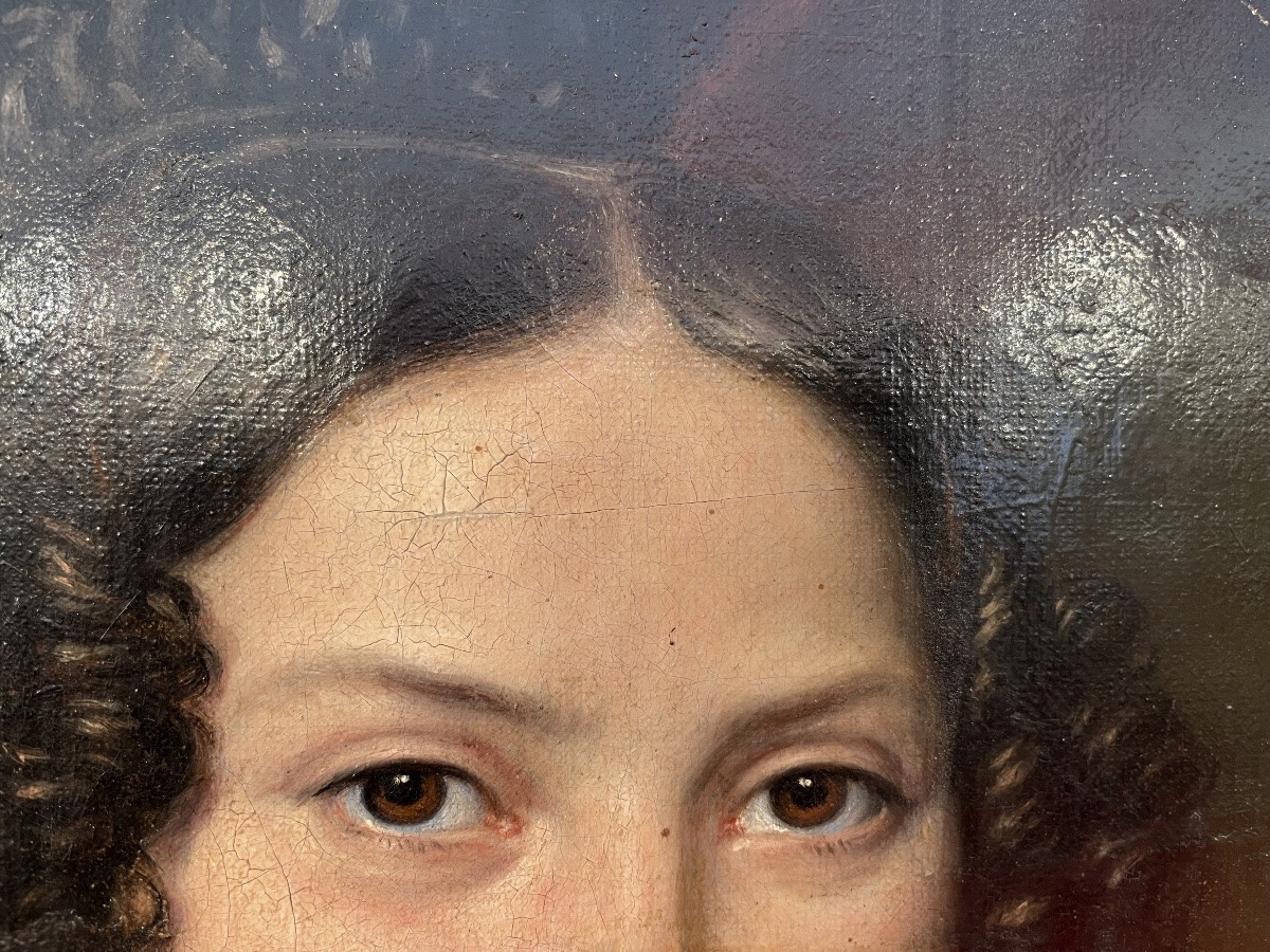 Portrait Of A Woman, 19th Century - Oil On Canvas -photo-3