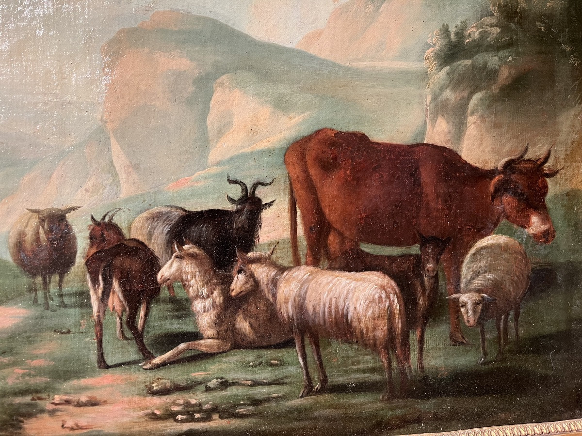 Pastorale XVIIIe - huile sur toile -photo-3
