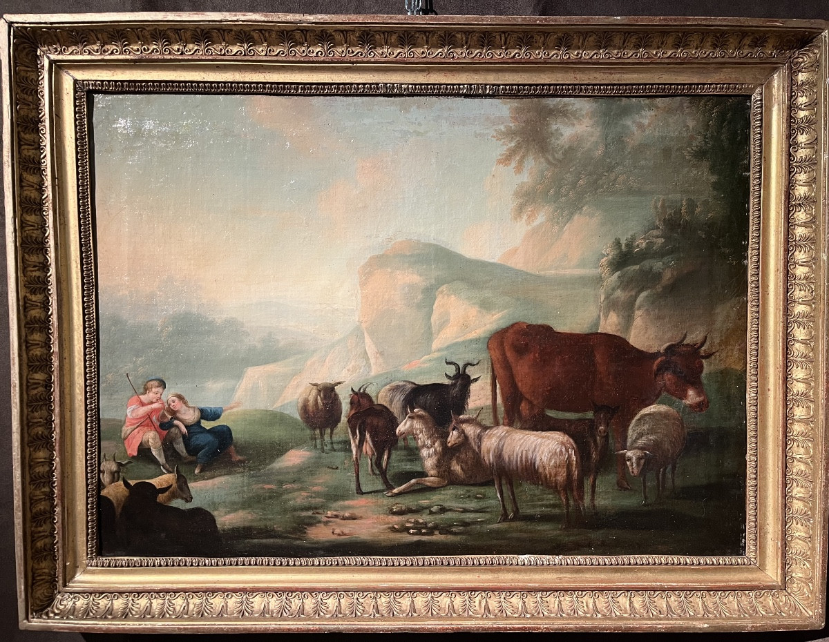 Pastorale XVIIIe - huile sur toile 