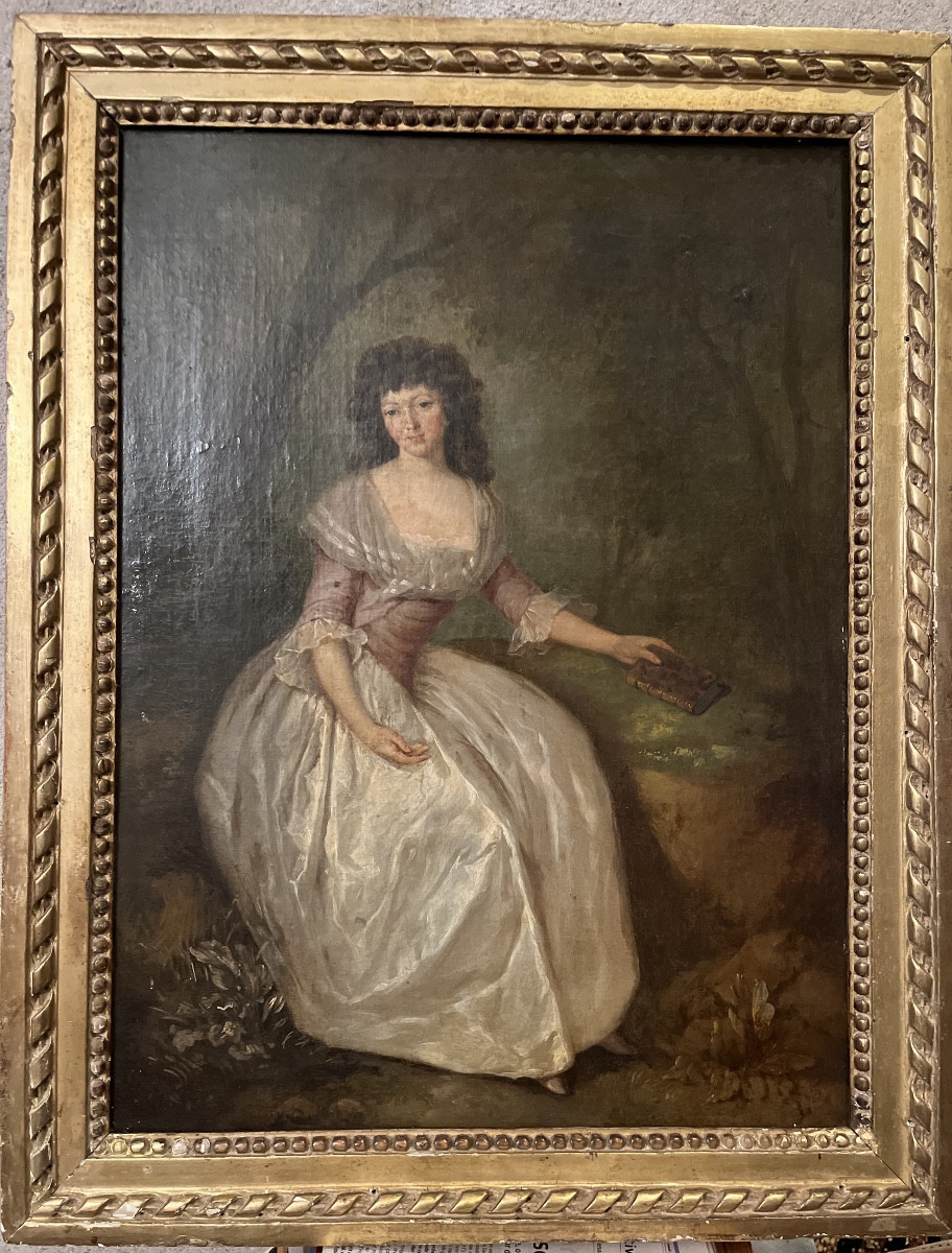 Portrait de dame d’époque Louis XVI - huile sur toile