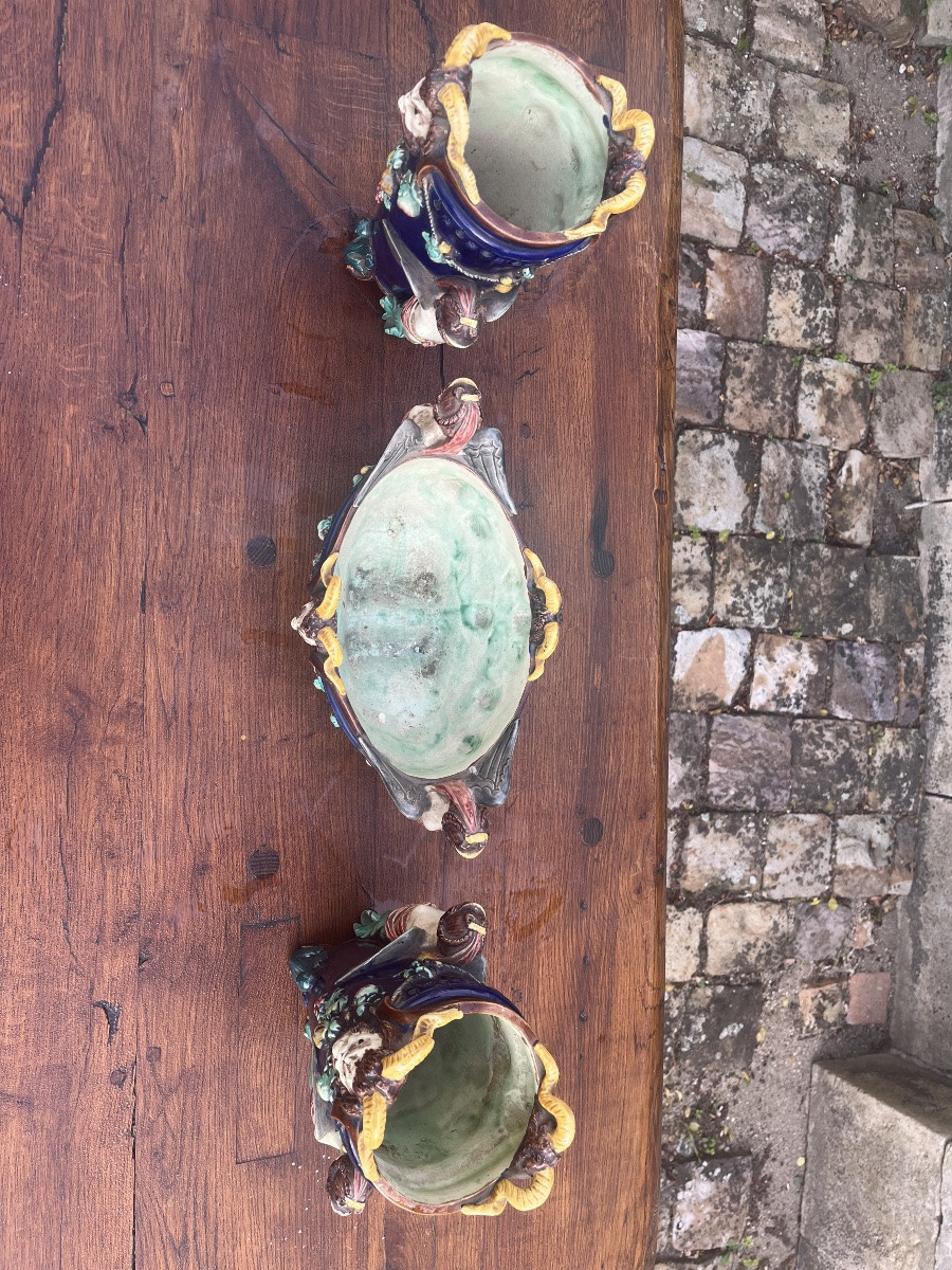 Garniture en majolique XIXe-photo-4