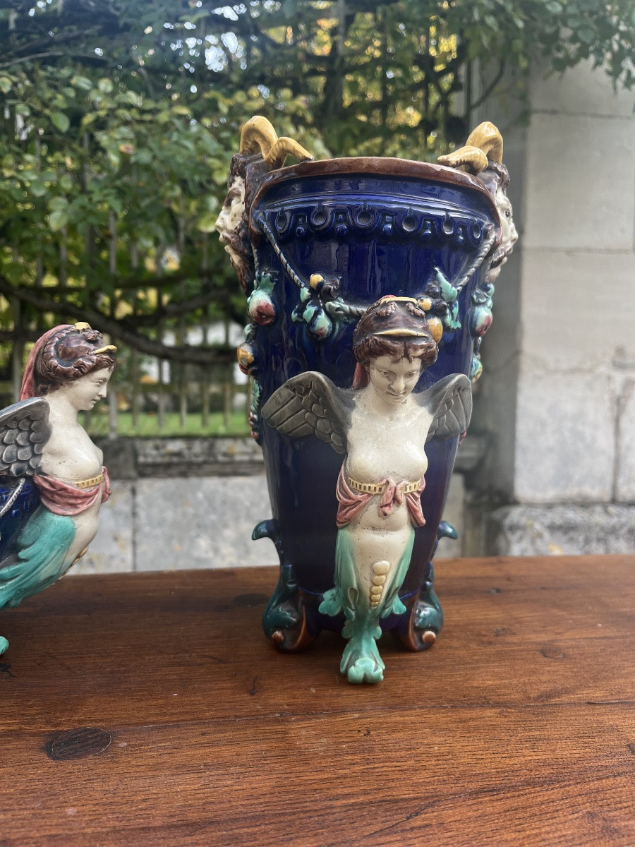 Garniture en majolique XIXe-photo-5