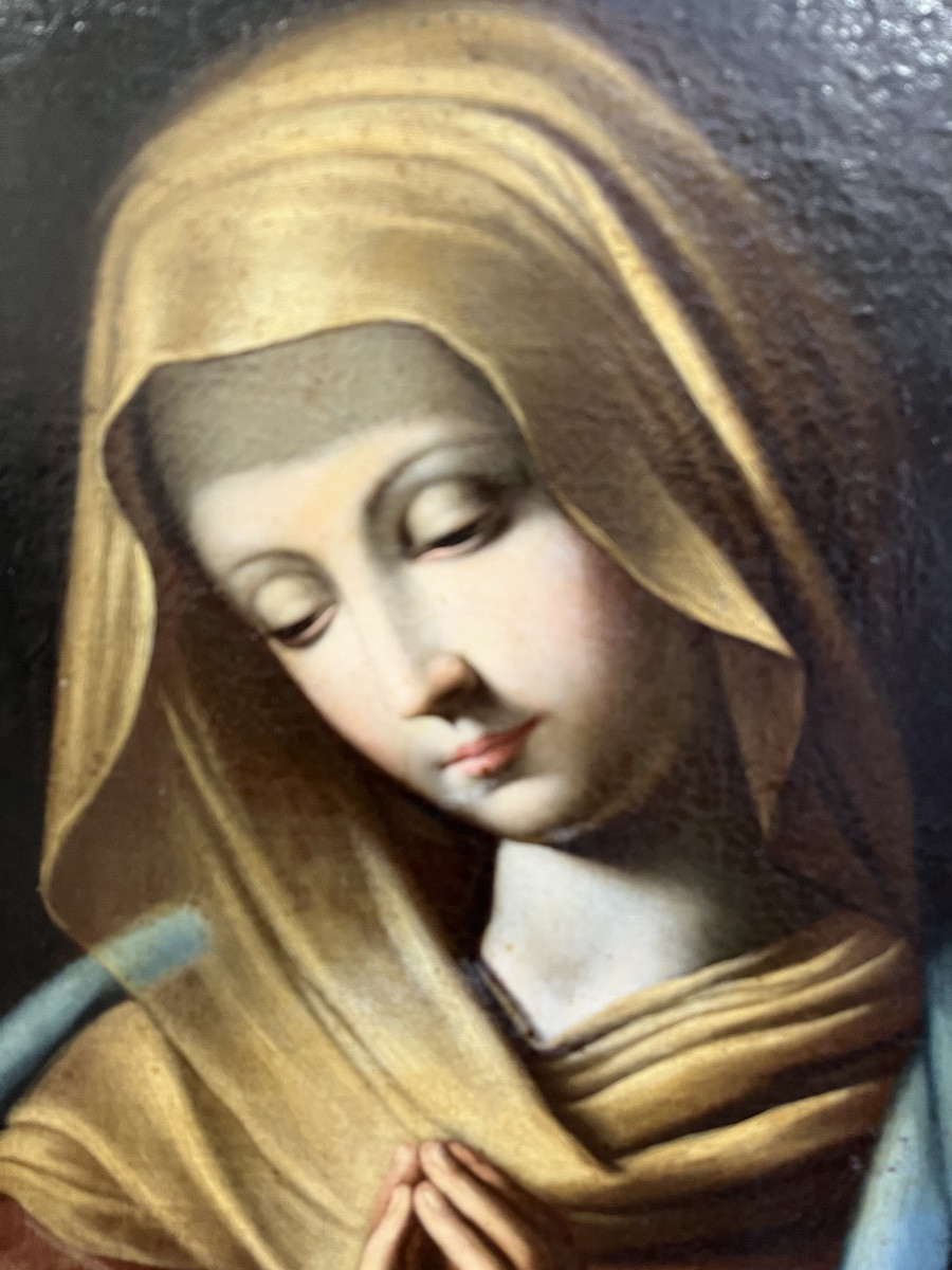 Virgin In Prayer, 17th Century / Entourage Of Giovanni Battista Salvi -photo-3