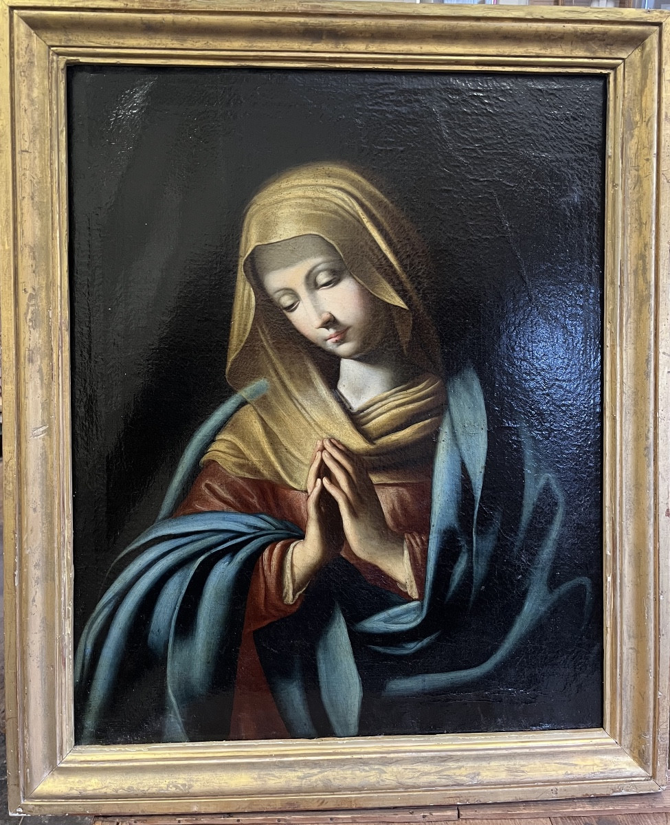 Virgin In Prayer, 17th Century / Entourage Of Giovanni Battista Salvi 