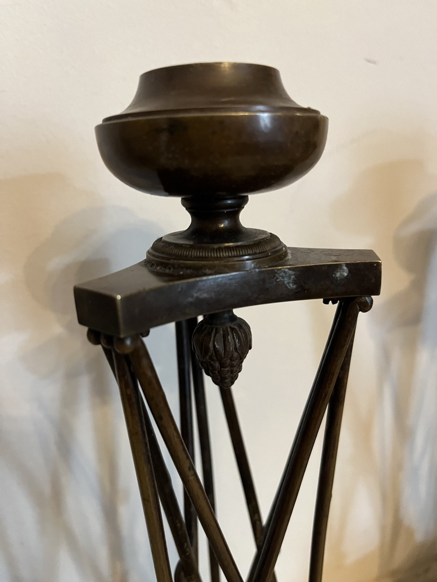 Paire de bougeoirs en athénienne  d’époque directoire-photo-3