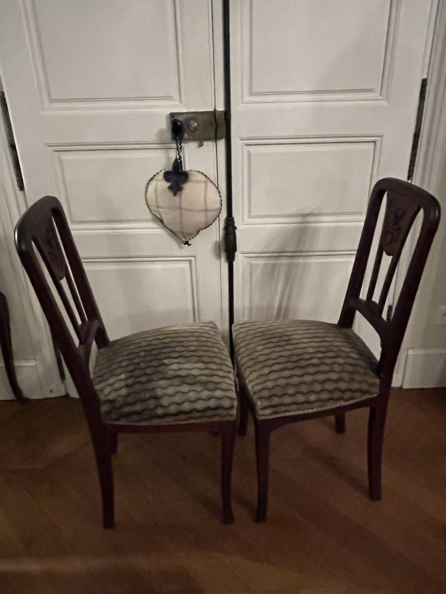 Paire de chaises  art-nouveau en acajou  -  école de Nancy -photo-4