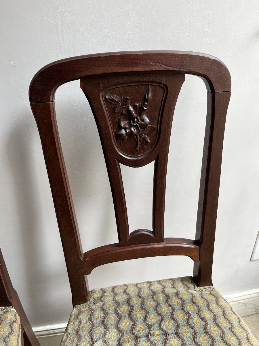 Paire de chaises  art-nouveau en acajou  -  école de Nancy -photo-6