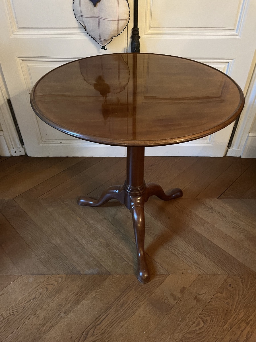 Louis XVI Pedestal Table With Tilting Top In Solid Mahogany -photo-1