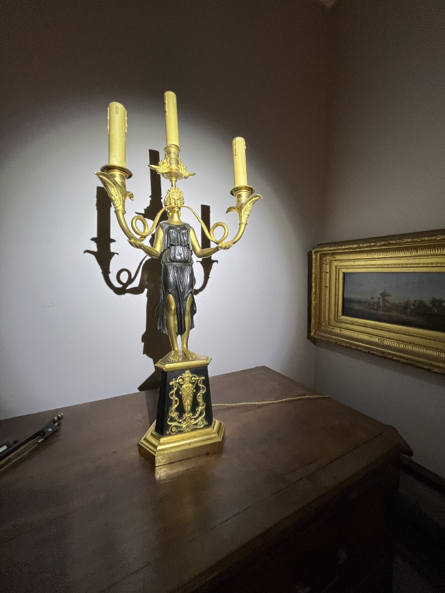 Grand candélabre d’époque Directoire en bronze-photo-2