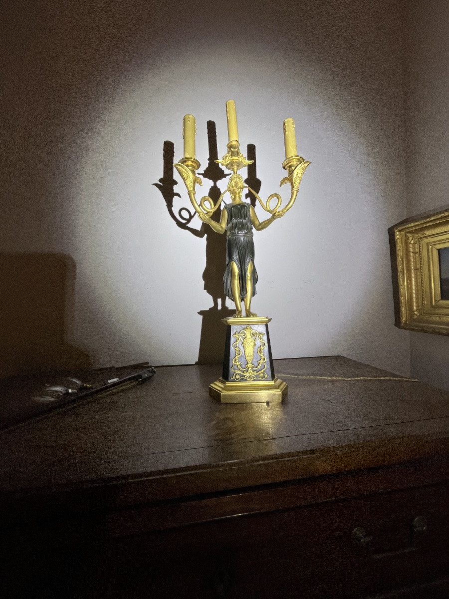 Grand candélabre d’époque Directoire en bronze-photo-3