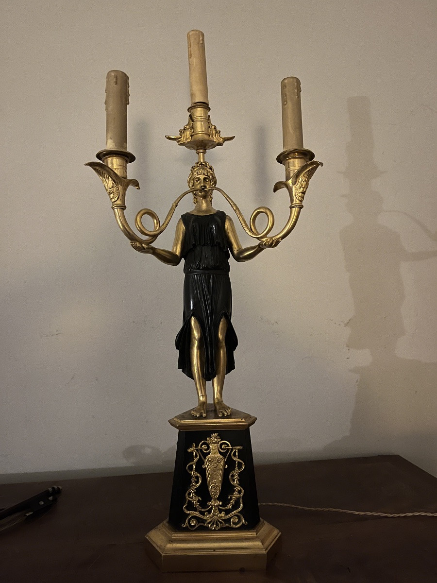 Grand candélabre d’époque Directoire en bronze-photo-1