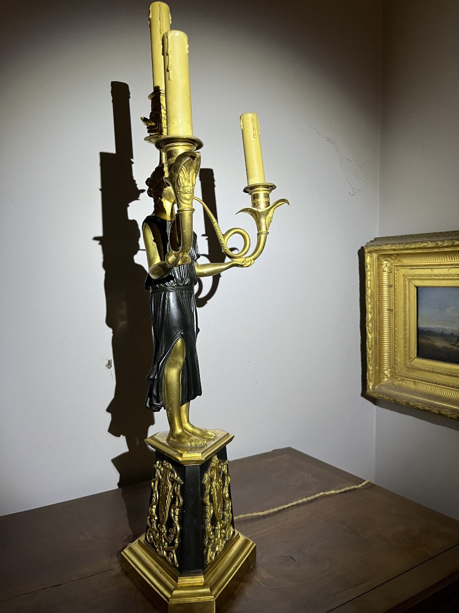 Grand candélabre d’époque Directoire en bronze-photo-2