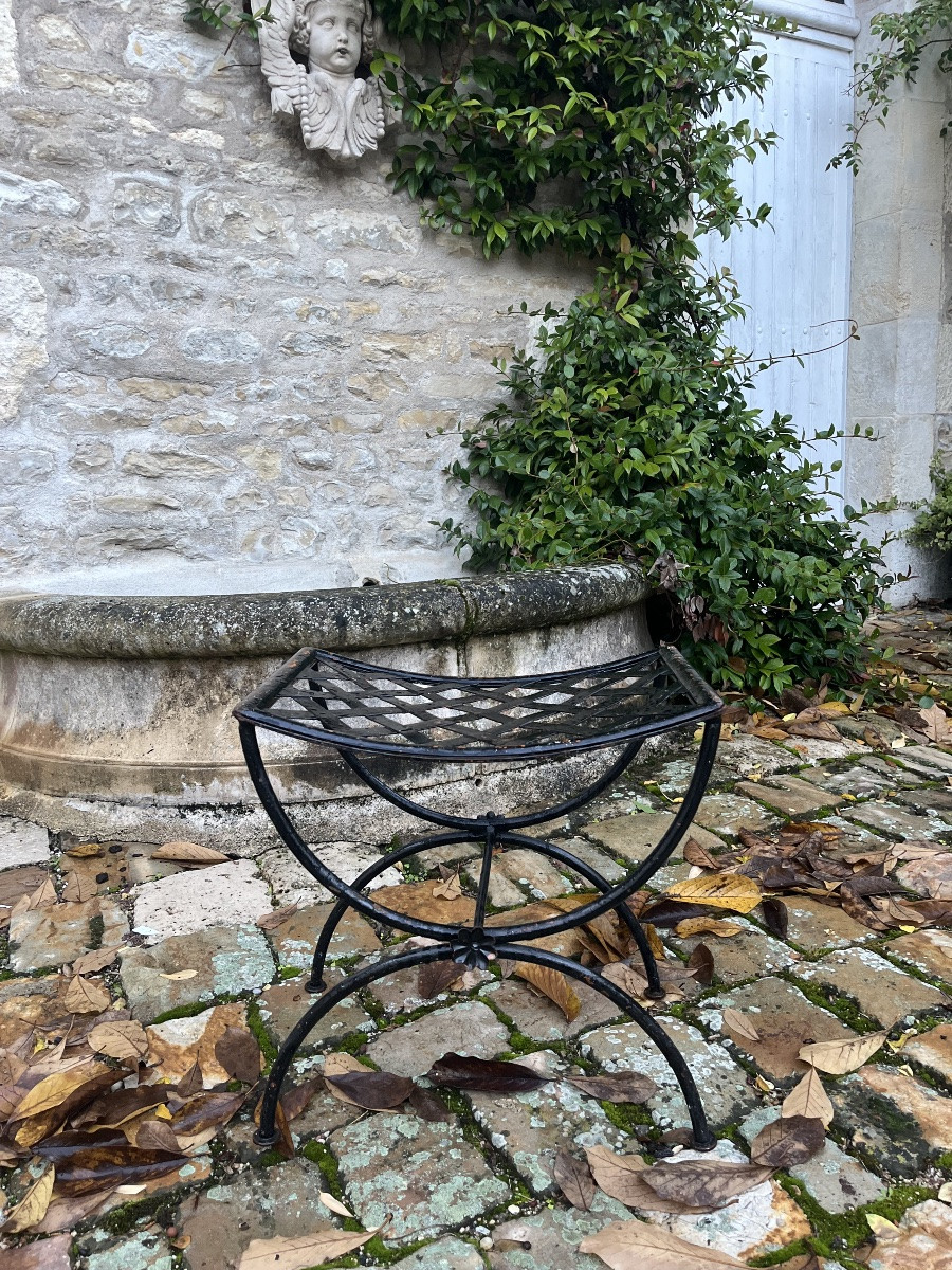 Wrought Iron Curule Garden Stool -photo-3