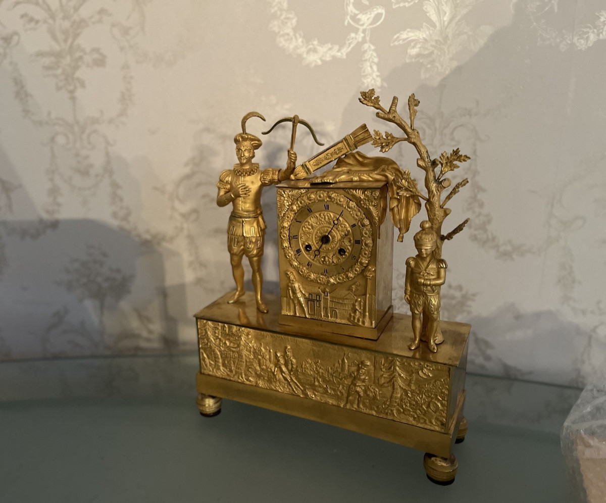 Gilded Bronze Clock William Tell 19th Century 