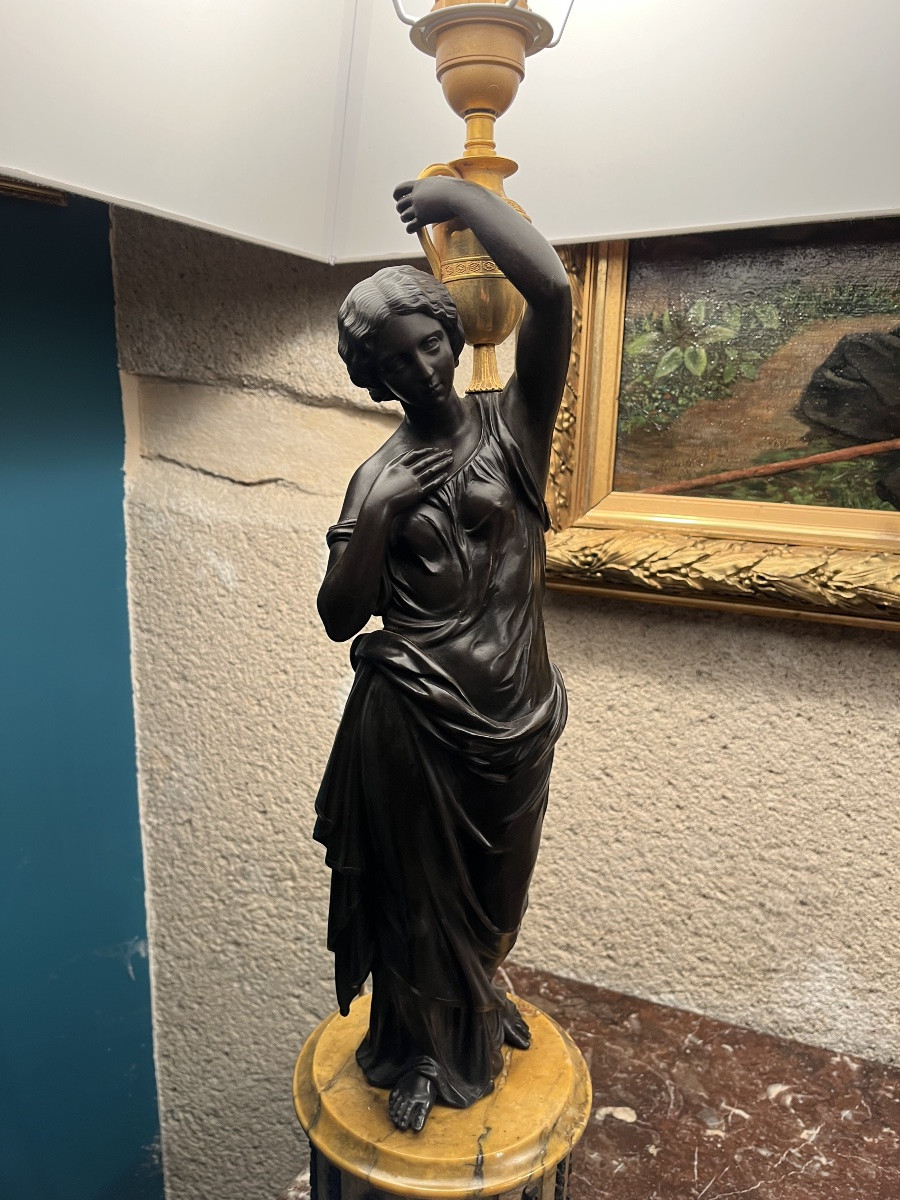 Pairs Of Patinated Bronze Lamps Niii-photo-2