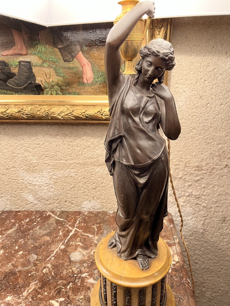 Pairs Of Patinated Bronze Lamps Niii-photo-1