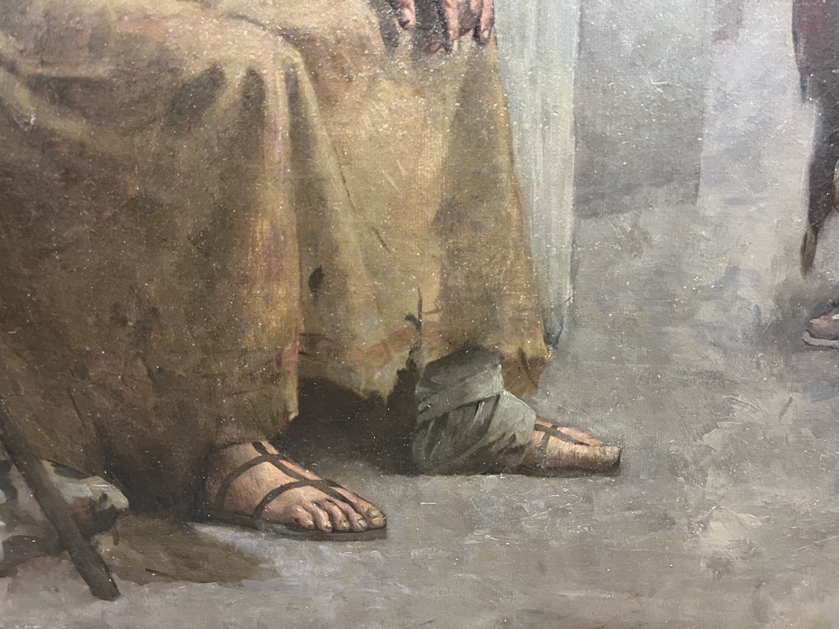 The Beggar In Ancient Greece - 19th Century Oil On Canvas-photo-1