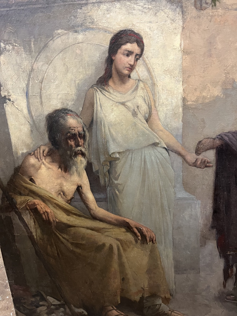 The Beggar In Ancient Greece - 19th Century Oil On Canvas-photo-2