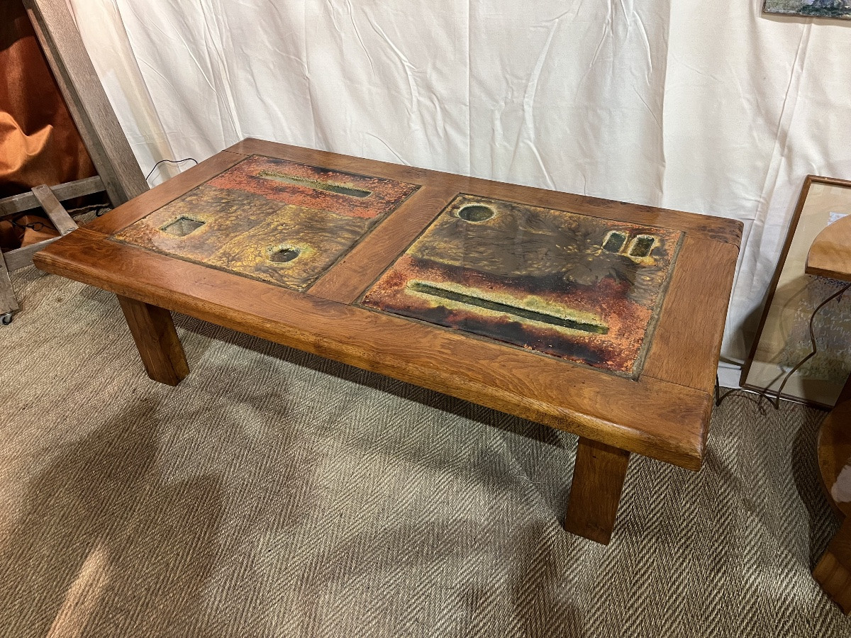Coffee Table In Lava Stone By The Cloutiers Brothers, 1950s-photo-2